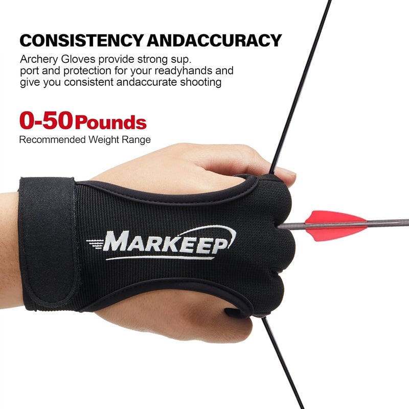 MARKEEP Archery Gloves 2 Pack Shooting Hunting Leather Guard 3-Finger Guard for Youth Adult Man Woman and Beginner Recurve Arrow Bow Archery Protective Gear Accessories - Image 4